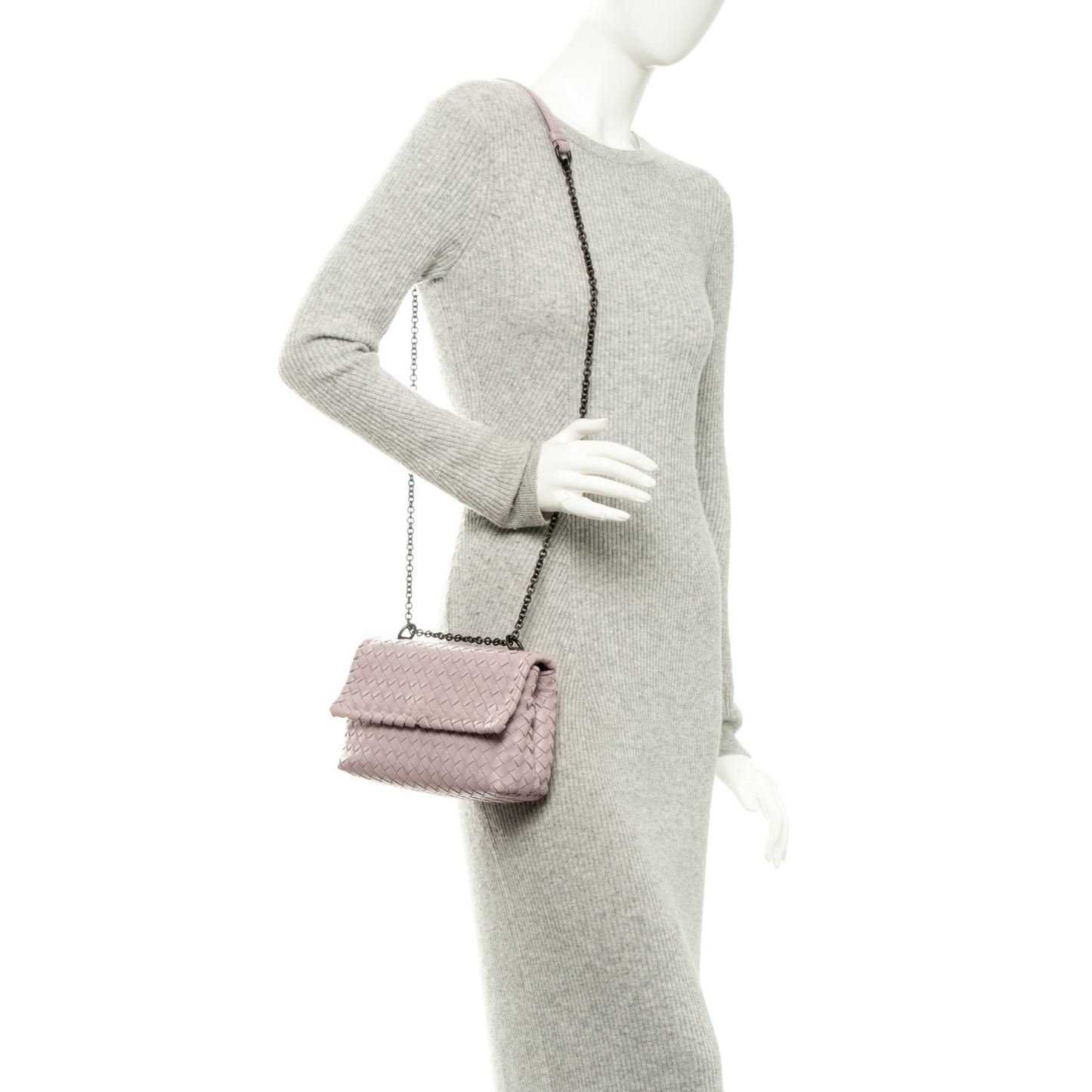 Nappa Intrecciato Baby Olimpia Shoulder Bag Rose Buvard