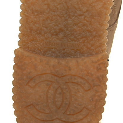Chanel Suede Calfskin Velvet Quilted CC Combat Boots 40 Beige Black 6 of 8