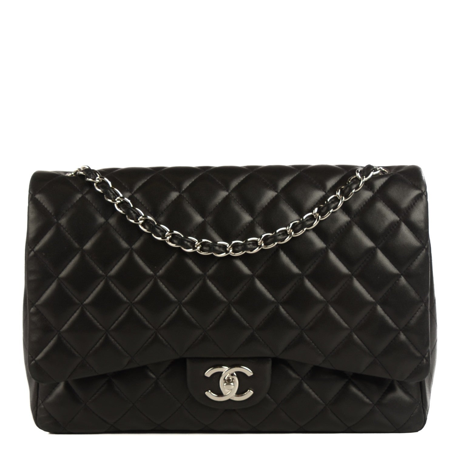 Chanel Lambskin Quilted Maxi Double Flap Black 1 of 8