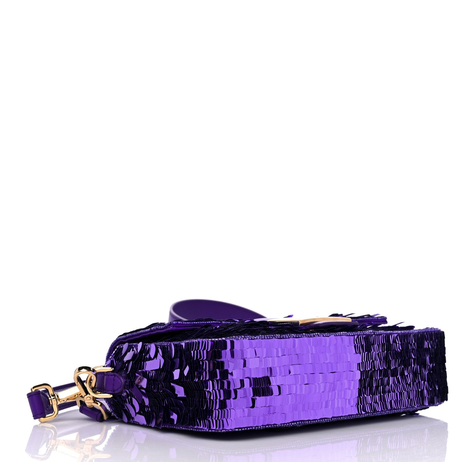 Fendi Sequin Paillettes Shiny Nappa Sex and the City Baguette Viola Purple Rain 4 of 8