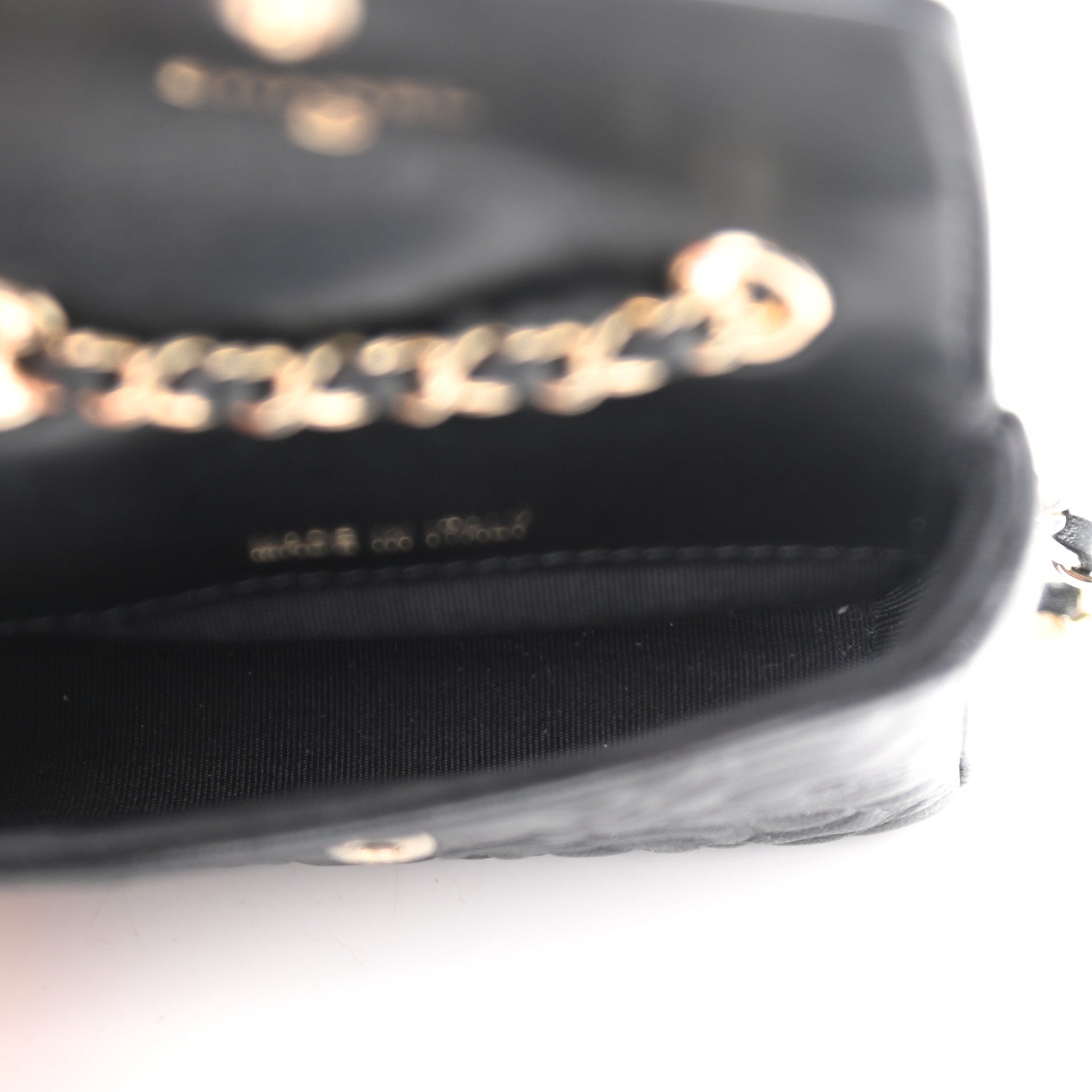 Chanel Lambskin Camellia Embossed Chain Belt Bag Black 7 of 11