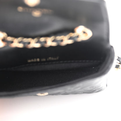 Chanel Lambskin Camellia Embossed Chain Belt Bag Black 7 of 11