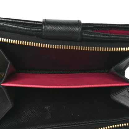 Prada Saffiano Metal Compact Wallet Black Ibisco 5 of 10