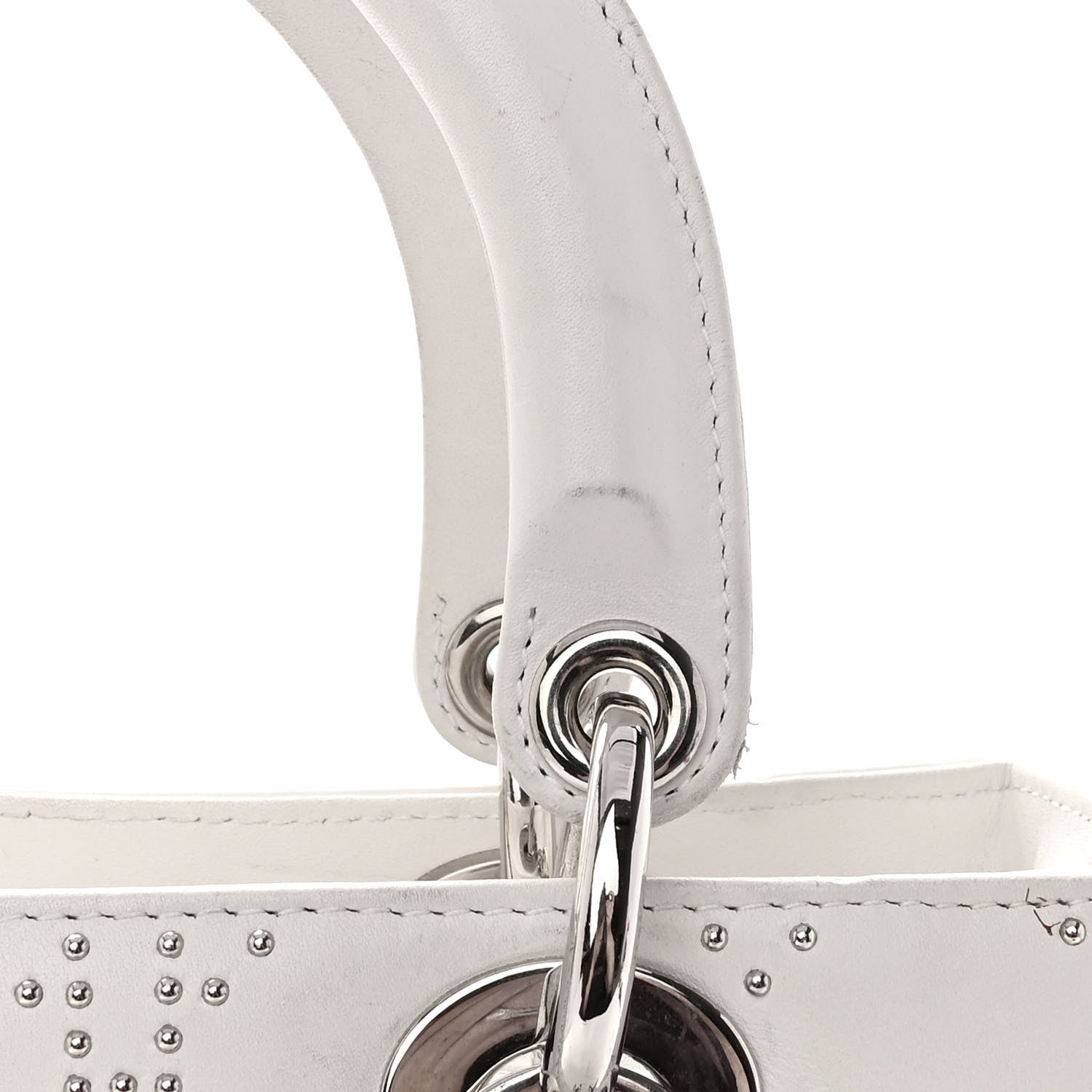 Christian Dior Lambskin Studded Cannage Medium Lady Dior White 12 of 13