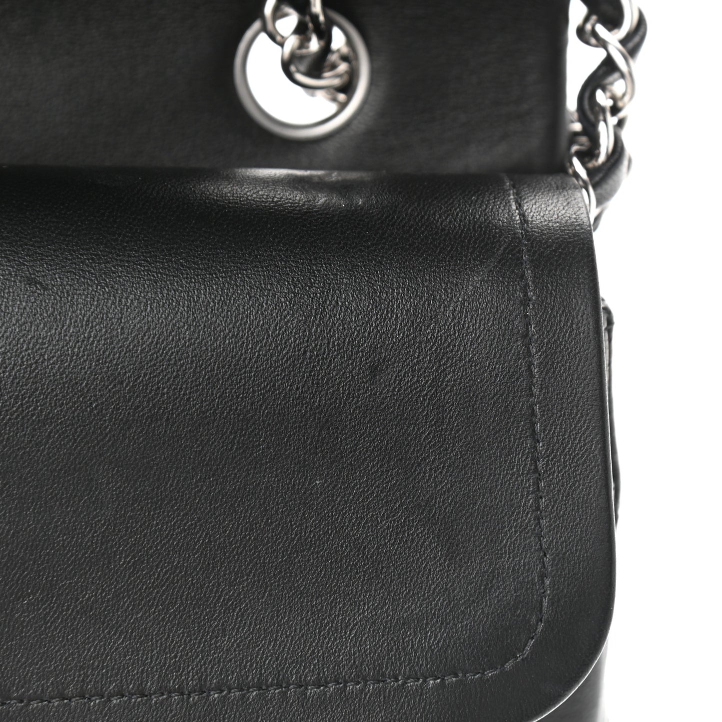 Lambskin Quilted Medium Double Flap Black