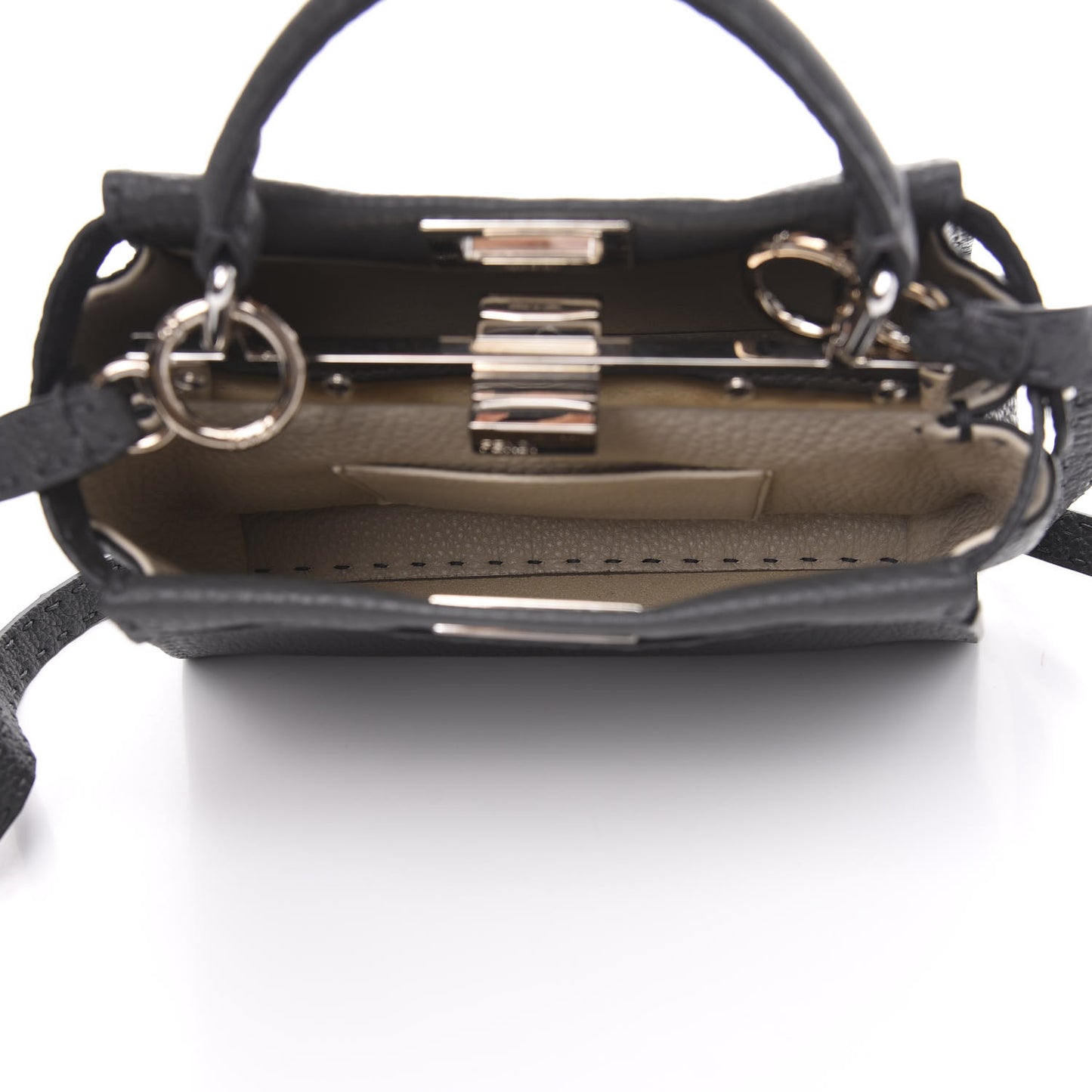 Cuoio Romano Selleria Bi-Color Mini Peekaboo Iconic Satchel Asfalto Latte