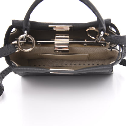 Fendi Cuoio Romano Selleria Bi-Color Mini Peekaboo Iconic Satchel Asfalto Latte 4 of 9
