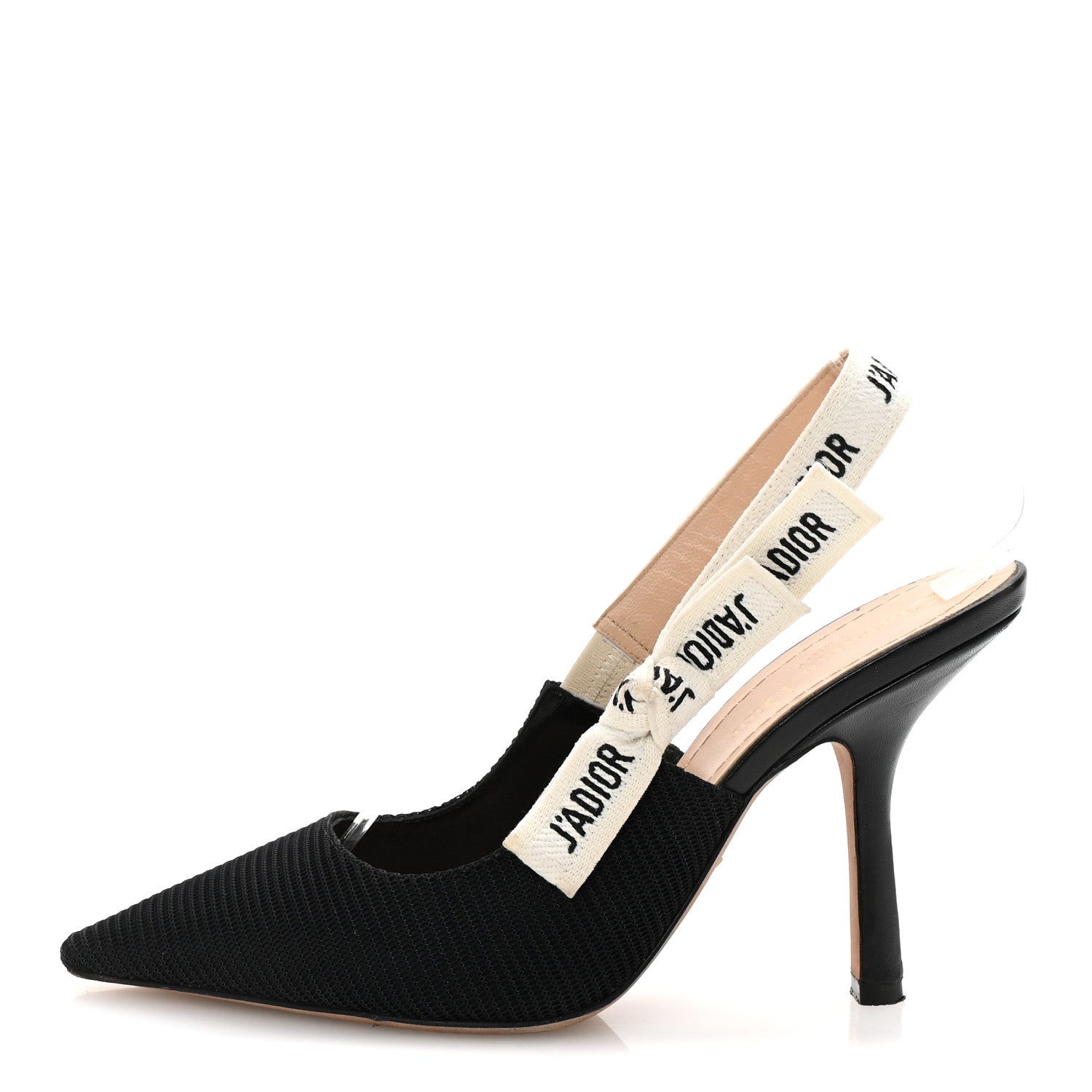 Christian Dior Technical Canvas Ribbon J Adior Slingback 100mm Pumps 38 Black 1 of 9