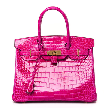 Hermes Shiny Porosus Crocodile Birkin 30 Rose Scheherazade 1 of 9