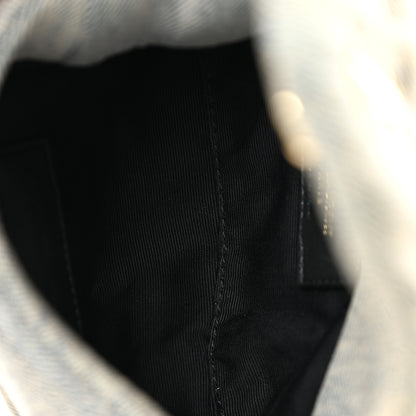 Saint Laurent Denim Quilted Monogram Loulou Puffer Pouch Clutch Blue Gray Light Azur 5 of 7