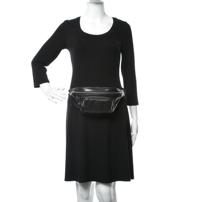 Fendi Glazed Fabric Vitello Century FF 1974 Stamp Patch Pocket Belt Bag Black 2 of 7