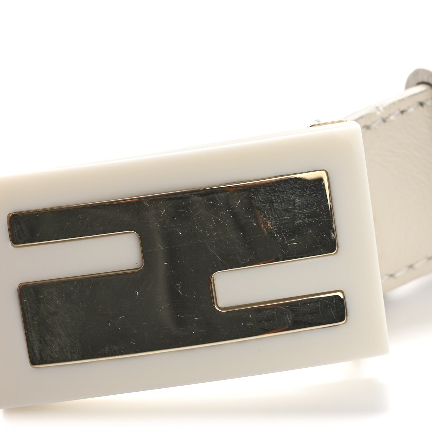 Calfskin Enamel  FF Belt 85 34  White