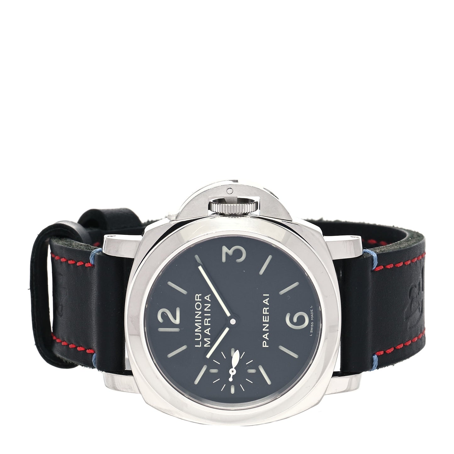 Stainless Steel Calfskin 44mm Luminor Marina Manual Winding Watch Black PAM00111