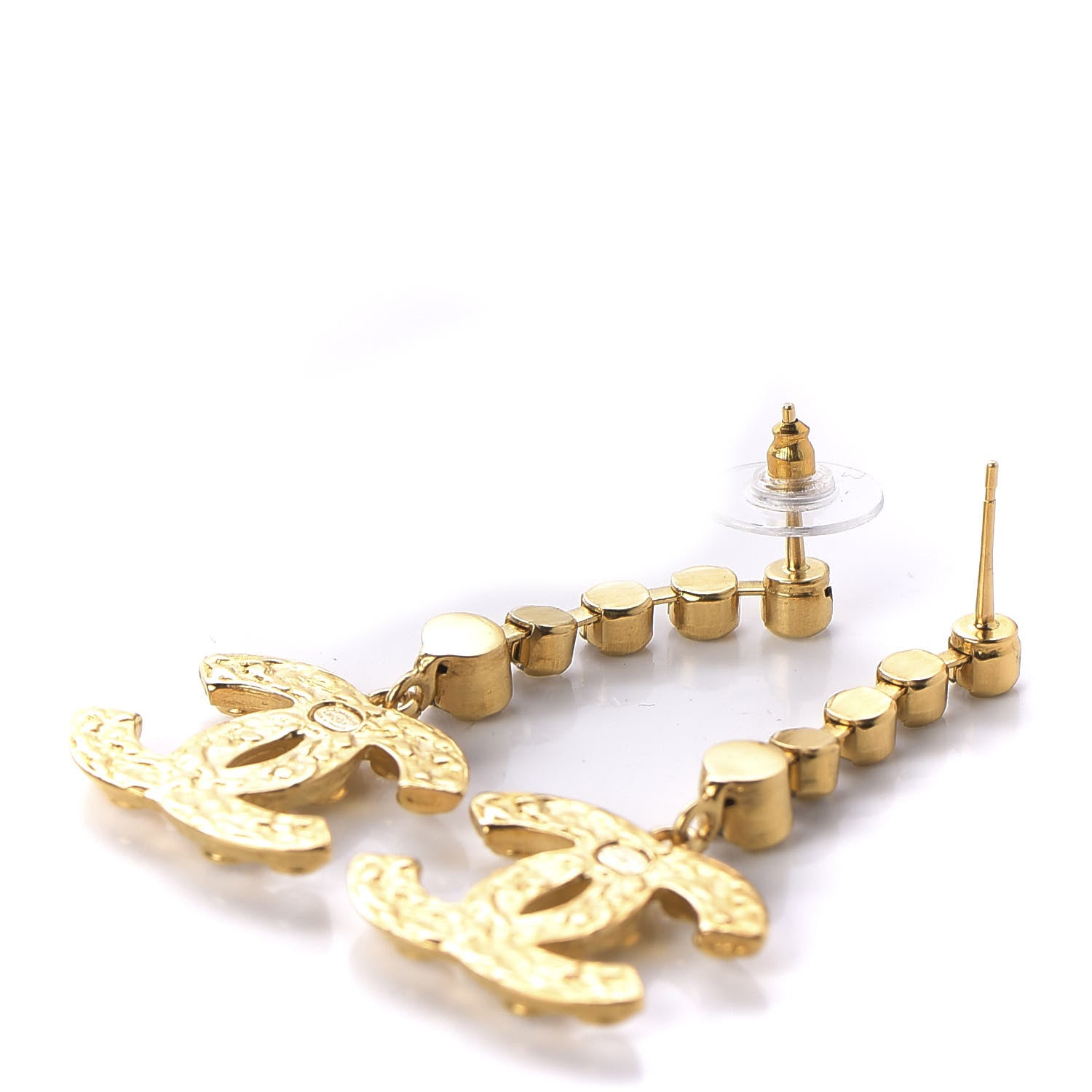 Chanel CC Crystal Drop Earrings Gold 3 of 5