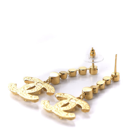 Chanel CC Crystal Drop Earrings Gold 3 of 5