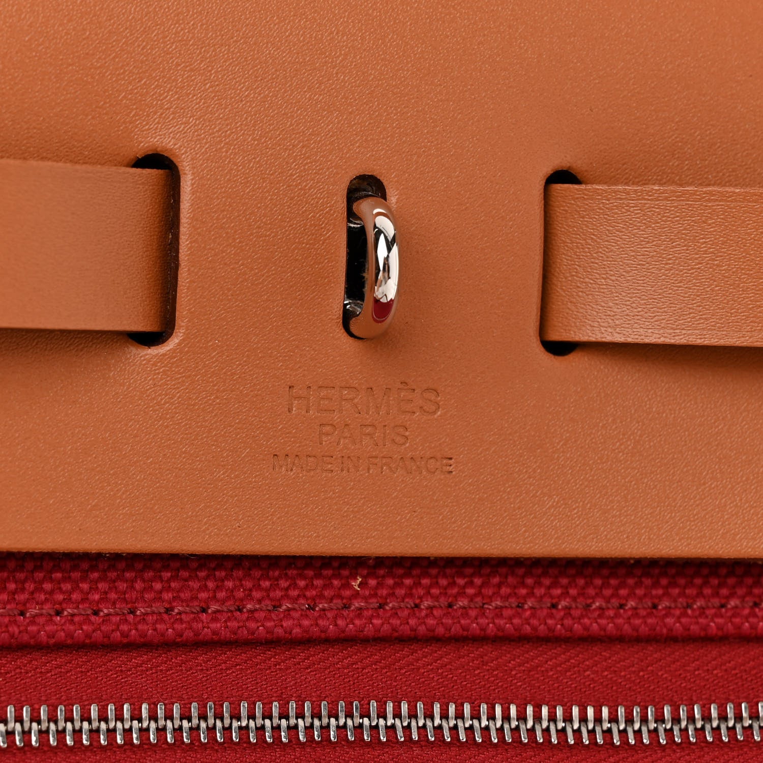 Hermes Vache Hunter Toile Herbag Zip 31 PM Rouge Grenat Natural 6 of 10