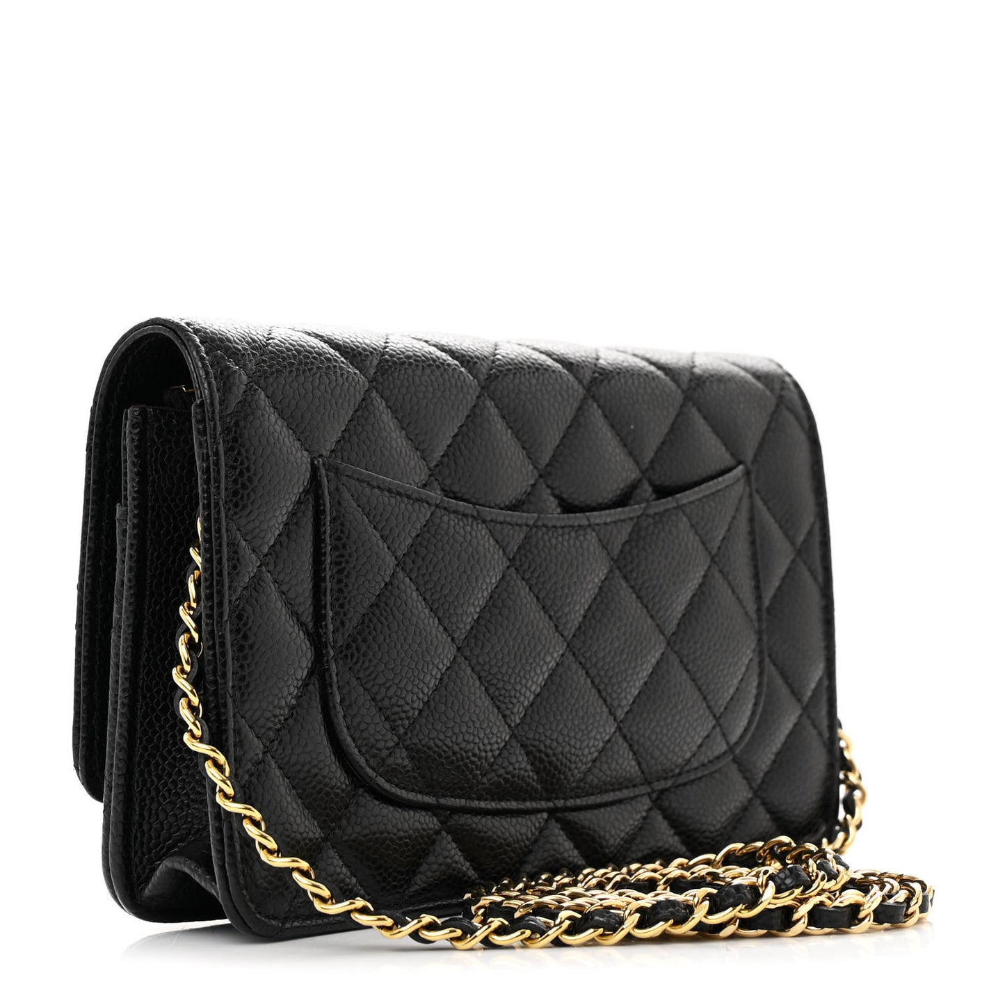 Caviar Quilted Wallet on Chain WOC Black