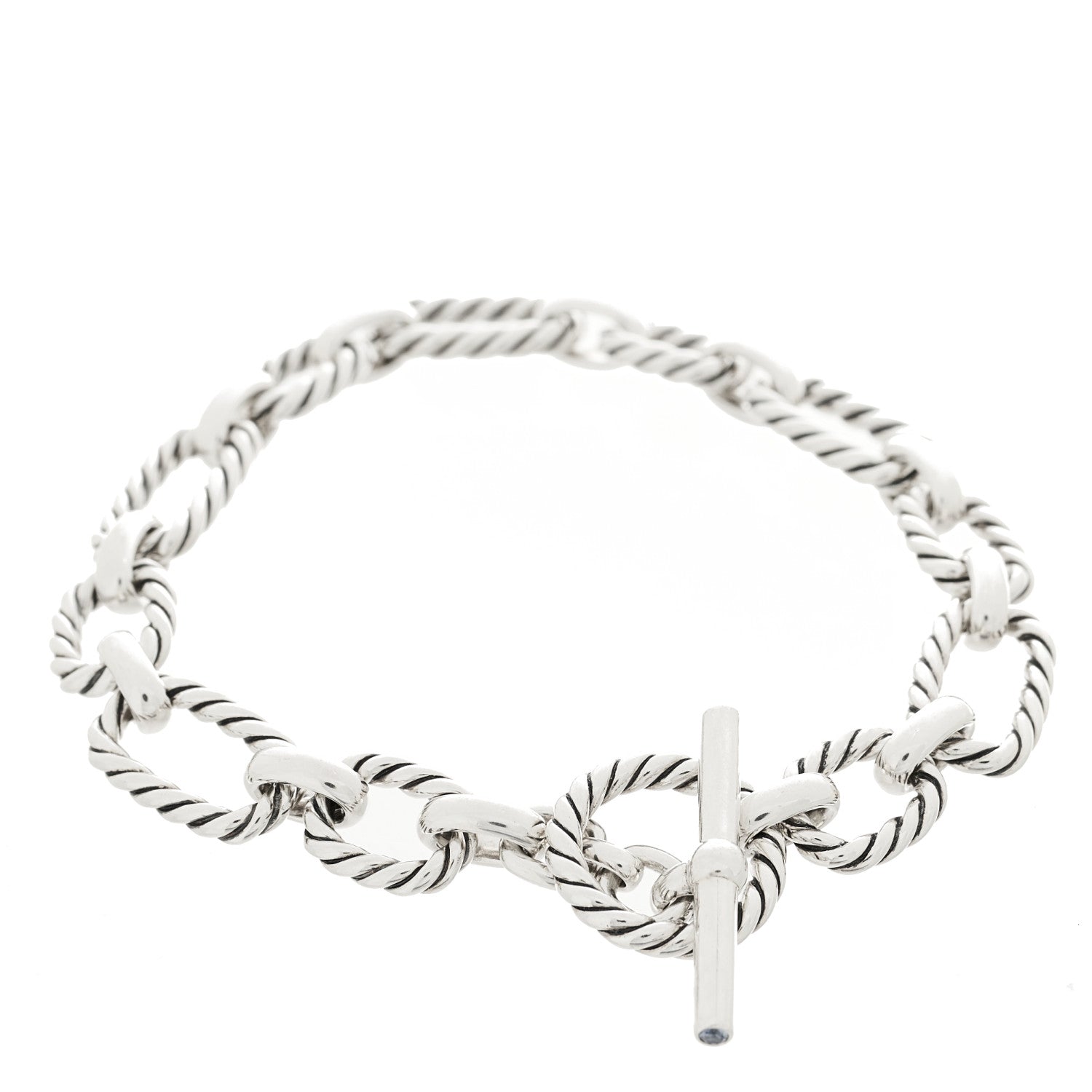 David Yurman Sterling Silver Blue Sapphire 9.5mm Cushion Link Bracelet 2 of 3