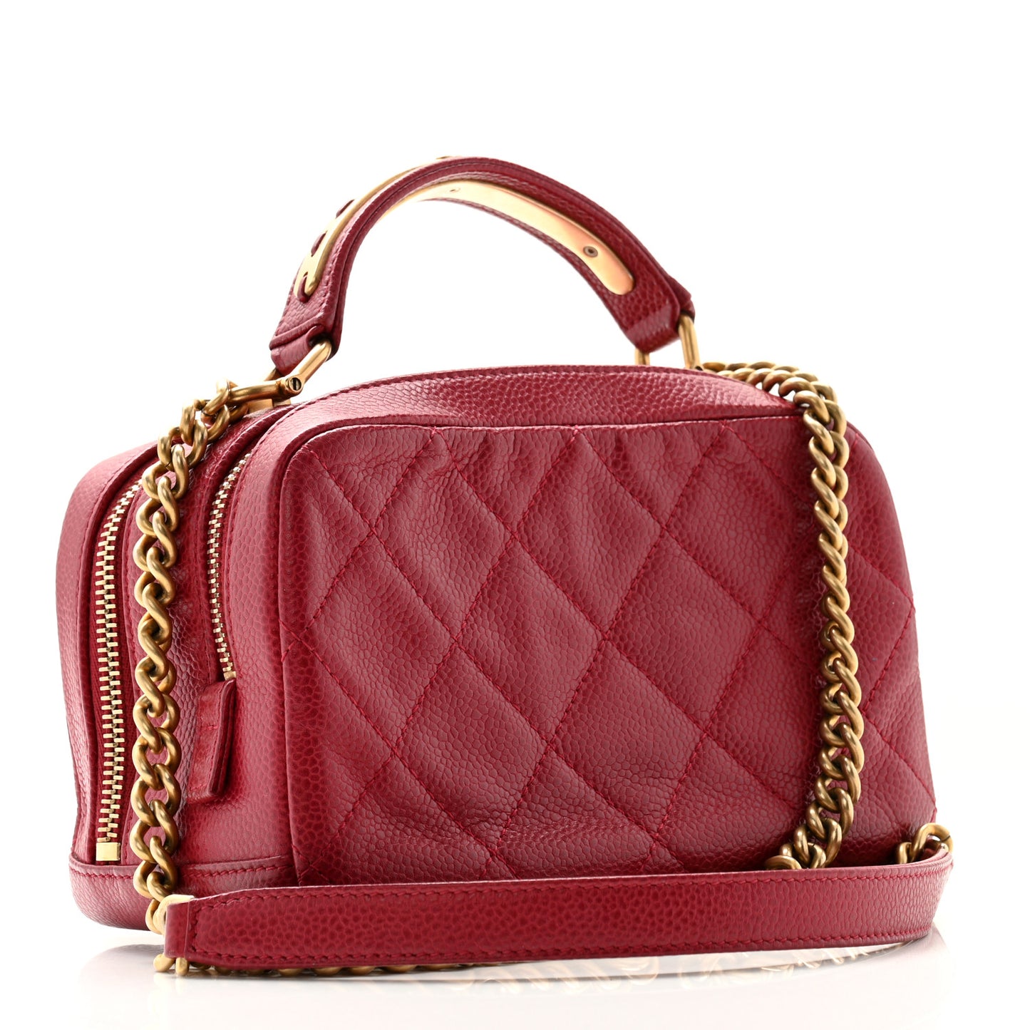 Caviar Quilted Mini Carry Around Bowling Bag Red