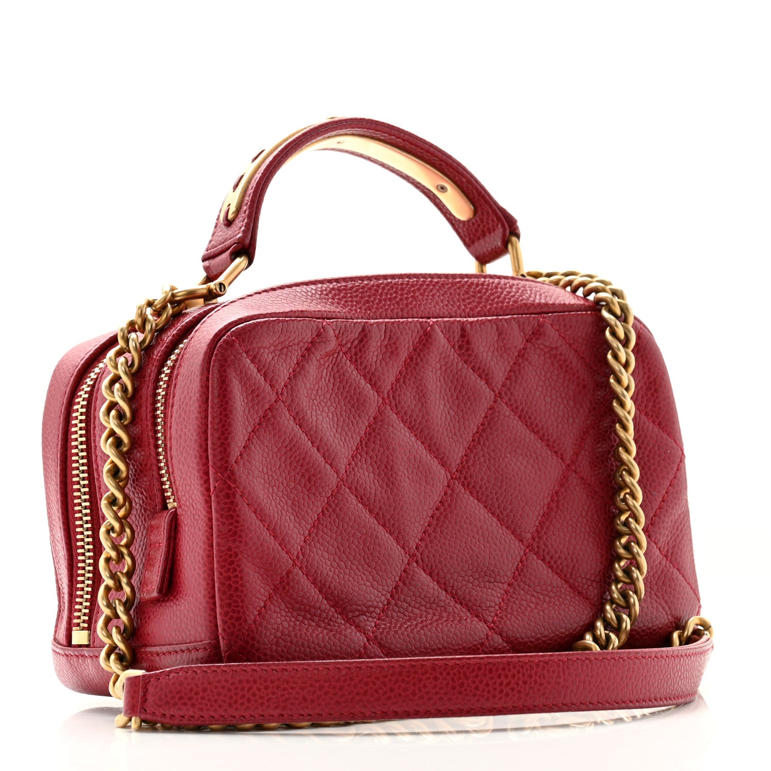 Chanel Caviar Quilted Mini Carry Around Bowling Bag Red 3 of 13