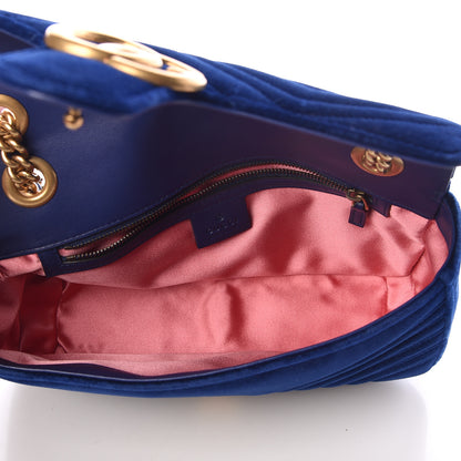 Gucci Velvet Matelasse Small GG Marmont Shoulder Bag Cobalt Blue 5 of 10