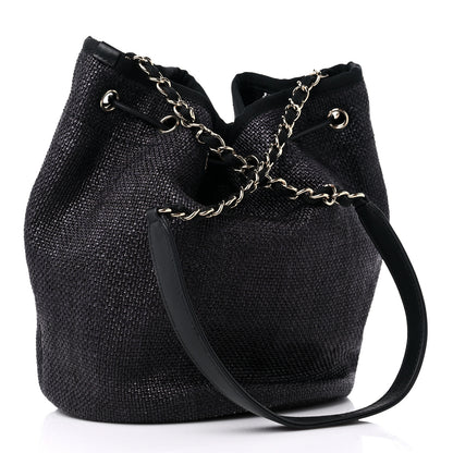 Chanel Mixed Fibers Deauville Drawstring Bag Black 3 of 11