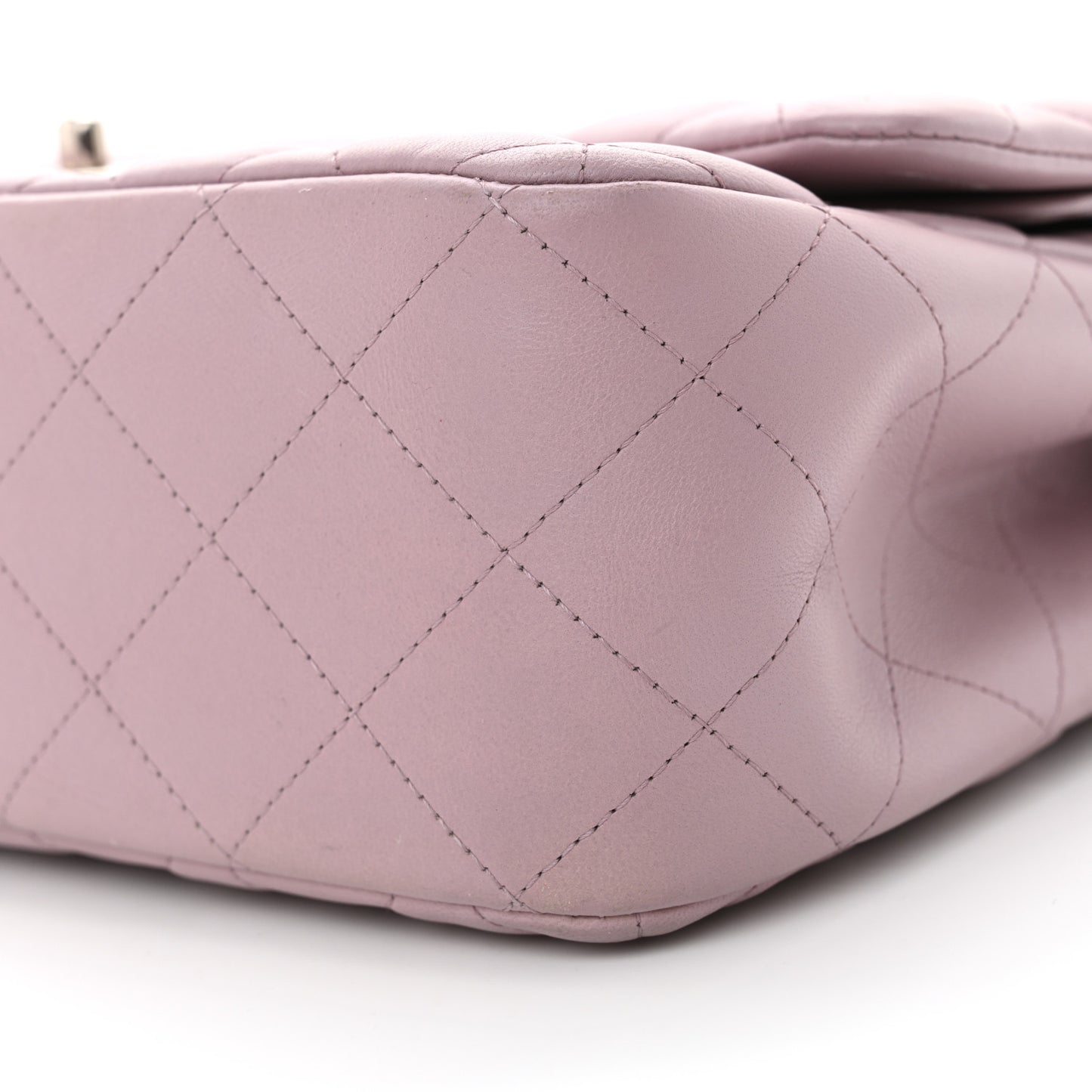 Lambskin Quilted Jumbo Double Flap Light Purple