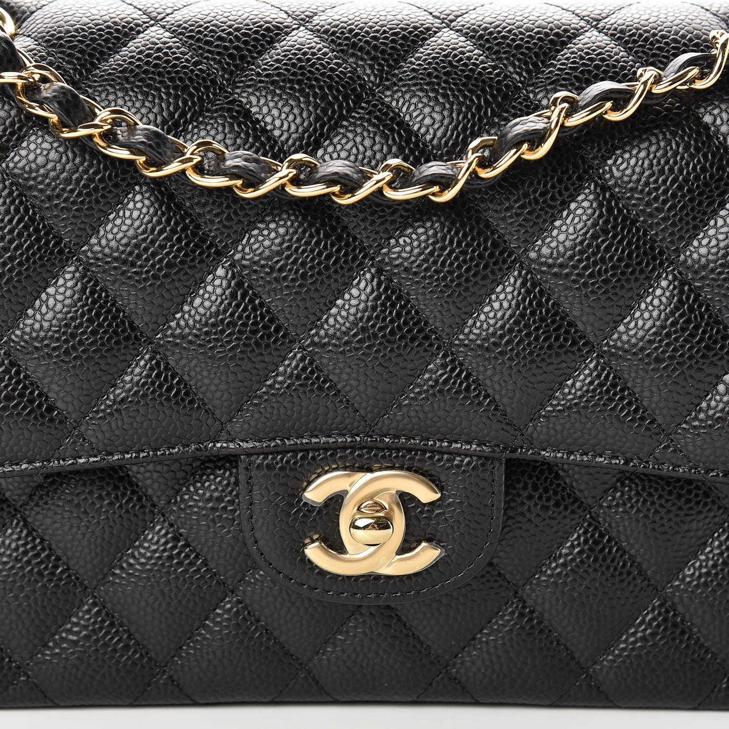 Caviar Quilted Medium Double Flap Black