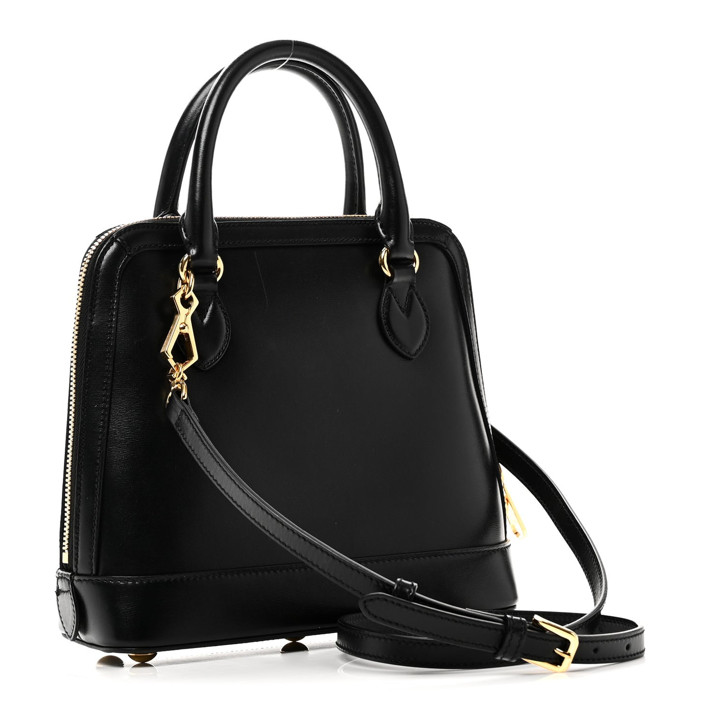Boarded Plutone Calfskin Small Horsebit 1955 Top Handle Bag Black