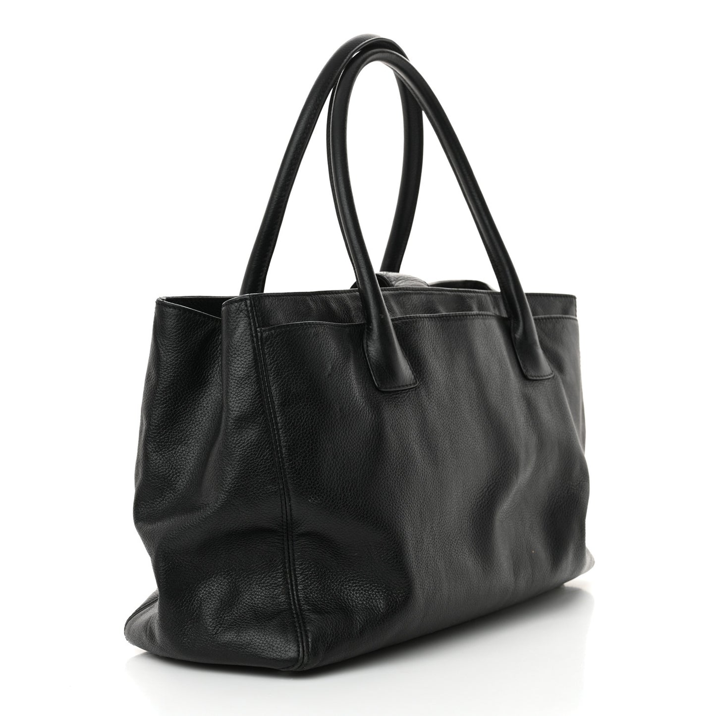 Calfskin Cerf Executive Shopper Tote Black