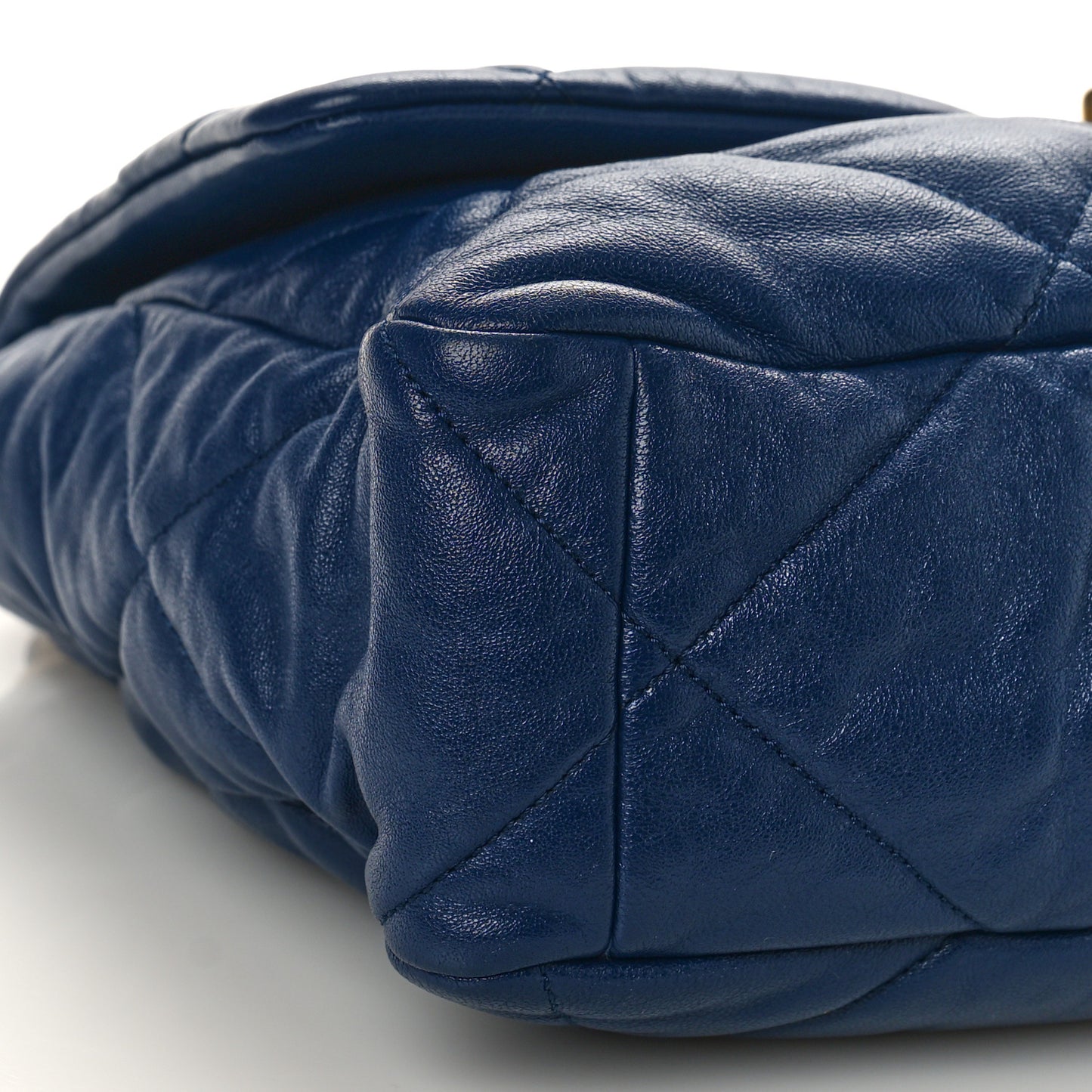 Goatskin Quilted Large Chanel 19 Flap Navy Blue