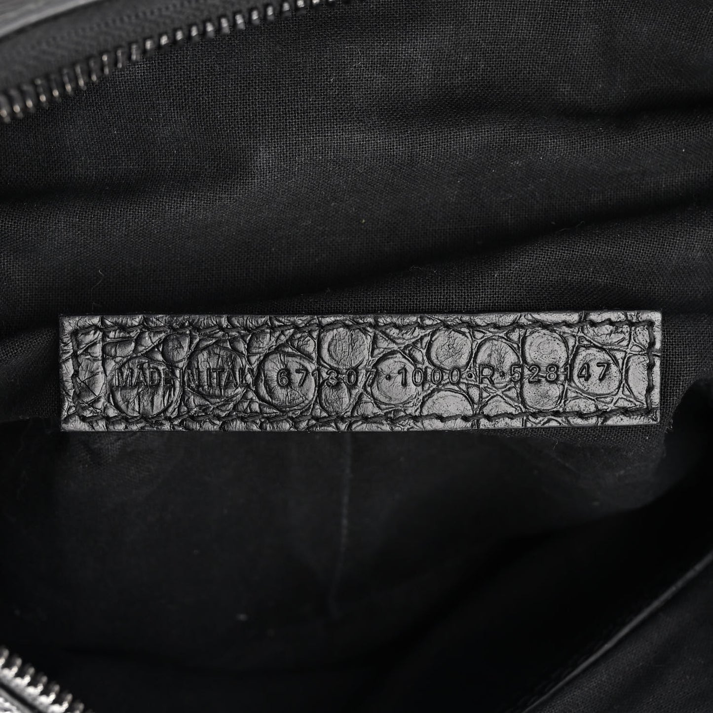 Extra Supple Calfskin Crocodile Embossed Monochrome Small Le Cagole Shoulder Bag Black
