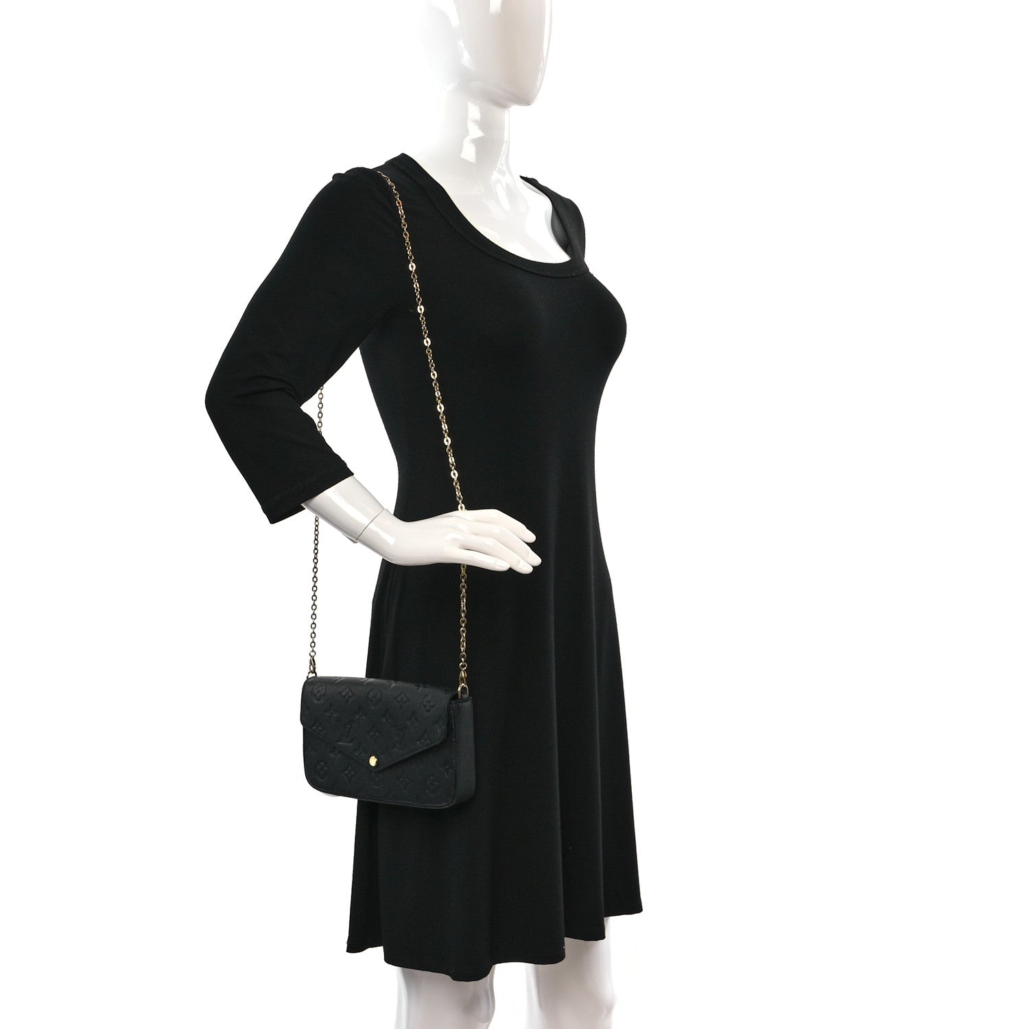 Louis Vuitton Empreinte Pochette Felicie Chain Wallet Black 2 of 9