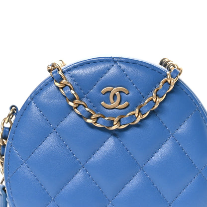 Chanel Lambskin Round Clutch With Chain Blue 8 of 10