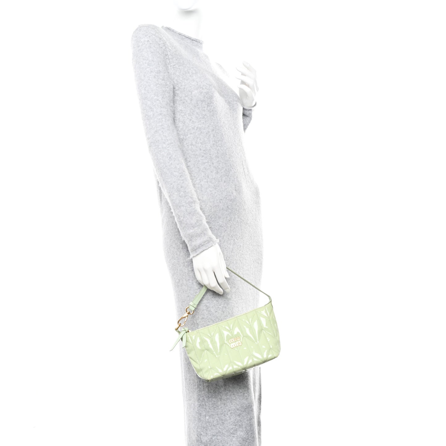 Patent Quilted Mini Spirit Ciré Bag Aqua