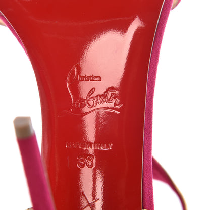 Christian Louboutin Suede Nappa Morphetina 100 T-Strap Sandals 38 Rosa Gold 7 of 8