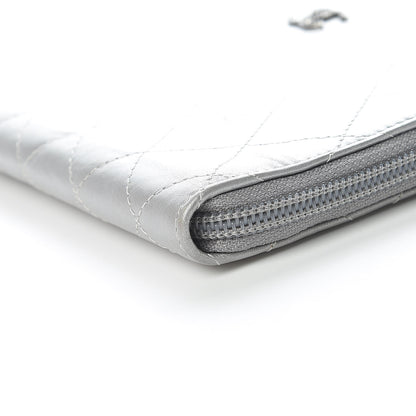 Chanel Metallic Aged Calfskin Quilted Palette Large Zip Around Organizer Wallet Silver 6 of 11
