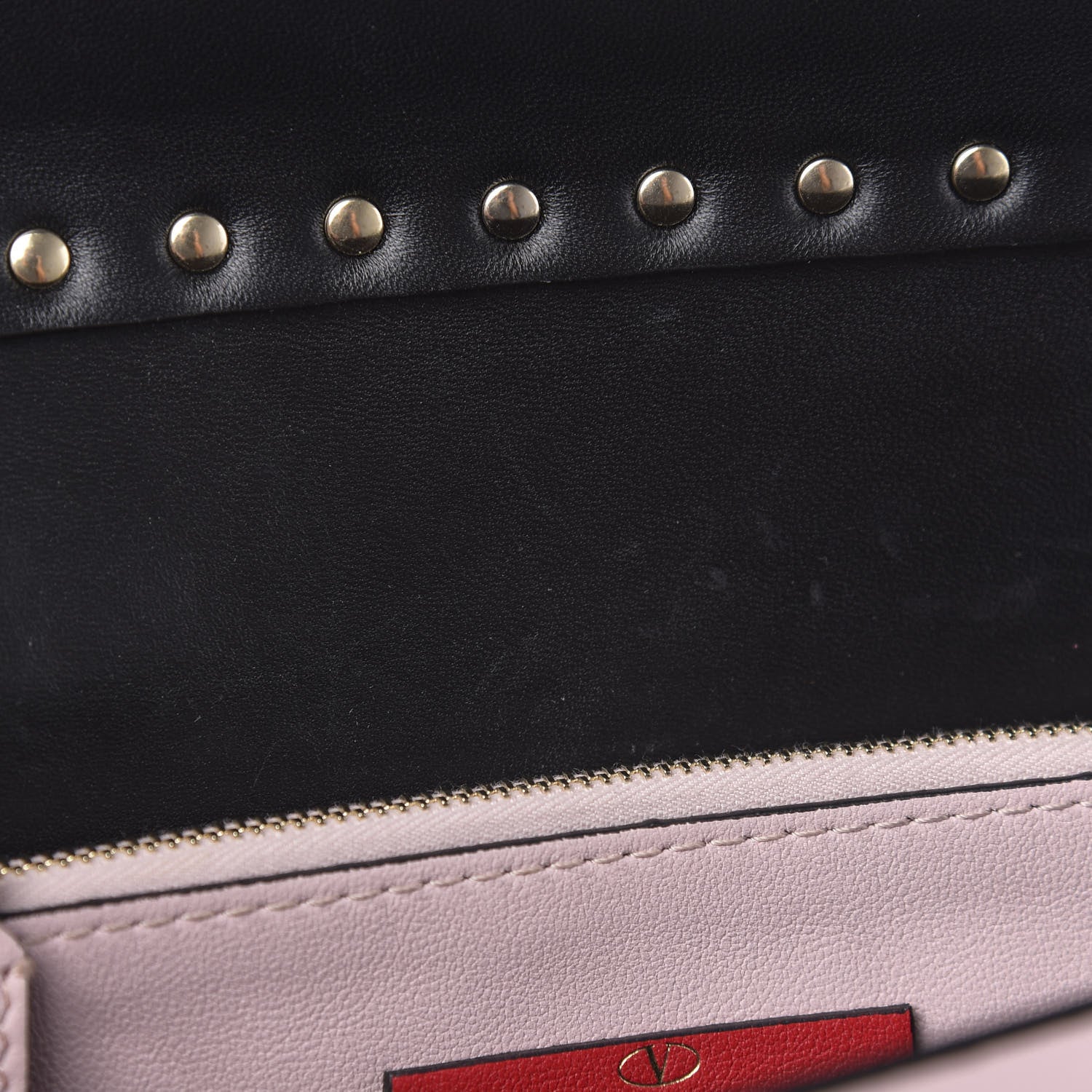 Valentino Garavani Calfskin Rockstud Side Slip Wristlet Clutch Water Rose 6 of 12