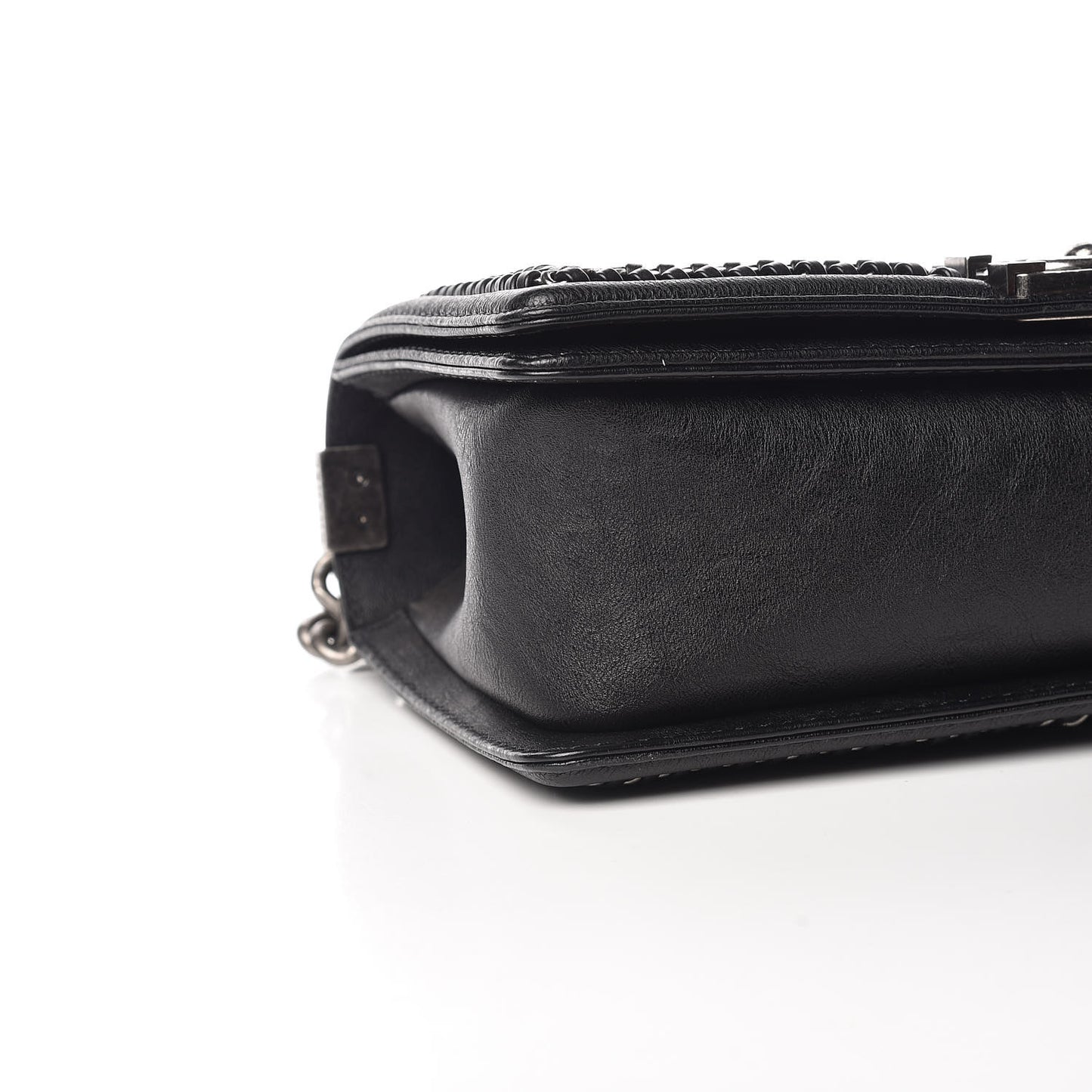 Calfskin Quilted Medium Boy Top Handle Flap Black