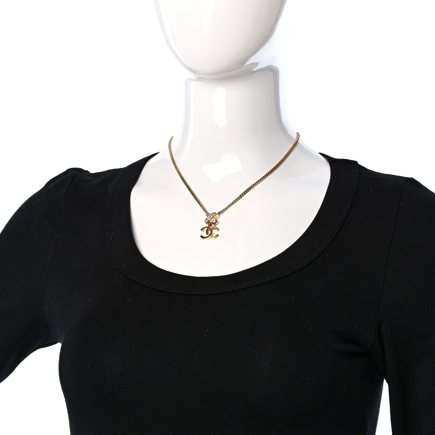 Crystal CC Pendant Necklace Gold