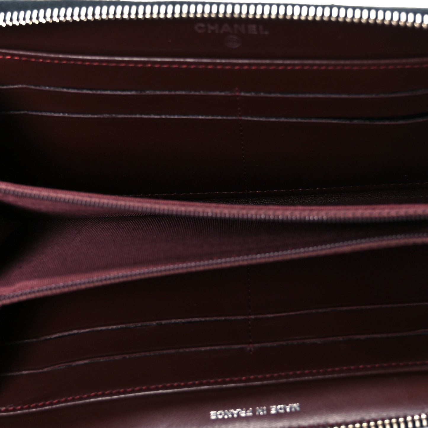 Lambskin Quilted Large Gusset Zip Around Wallet Black