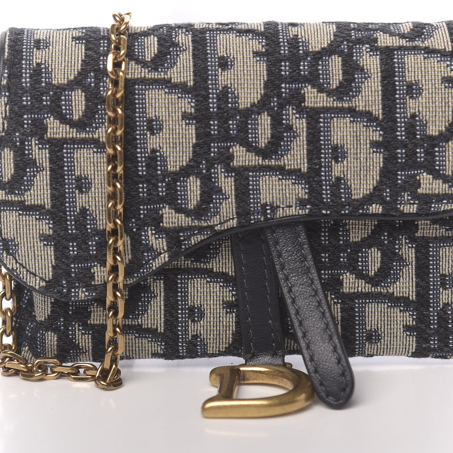 Christian Dior Oblique Nano Saddle Chain Pouch Blue 10 of 11