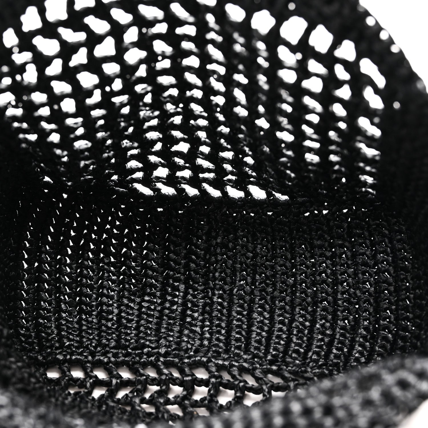 Prada Yarn Raffia Effect Crochet Logo Embroidered Small Tote Bag Black 5 of 9