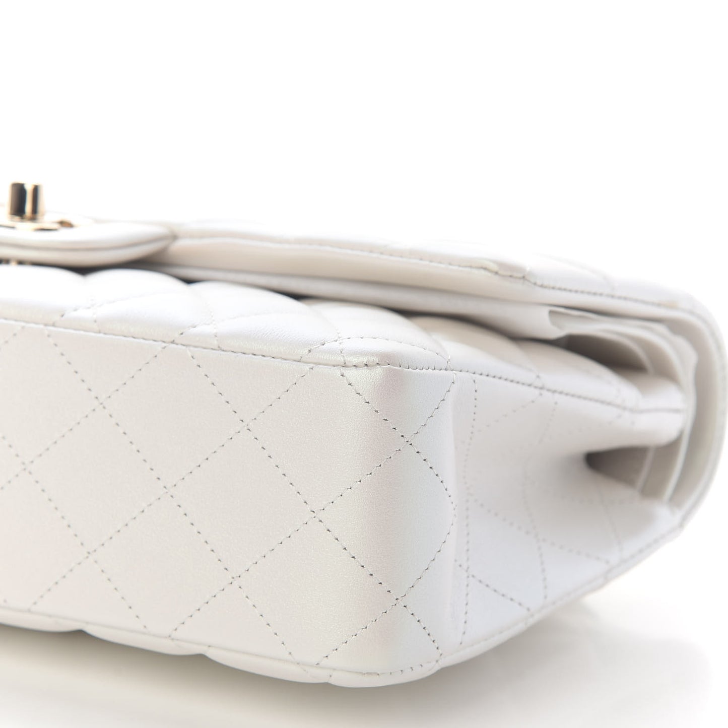 Iridescent Calfskin Quilted Medium Double Flap White