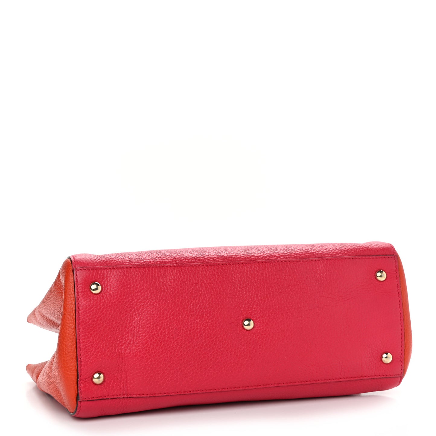 Pebbled Calfskin Bi-Color Medium Bamboo Shopper Tote Fuchsia Orange