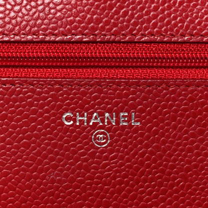 Chanel Caviar Quilted Wallet on Chain WOC Red 6 of 9