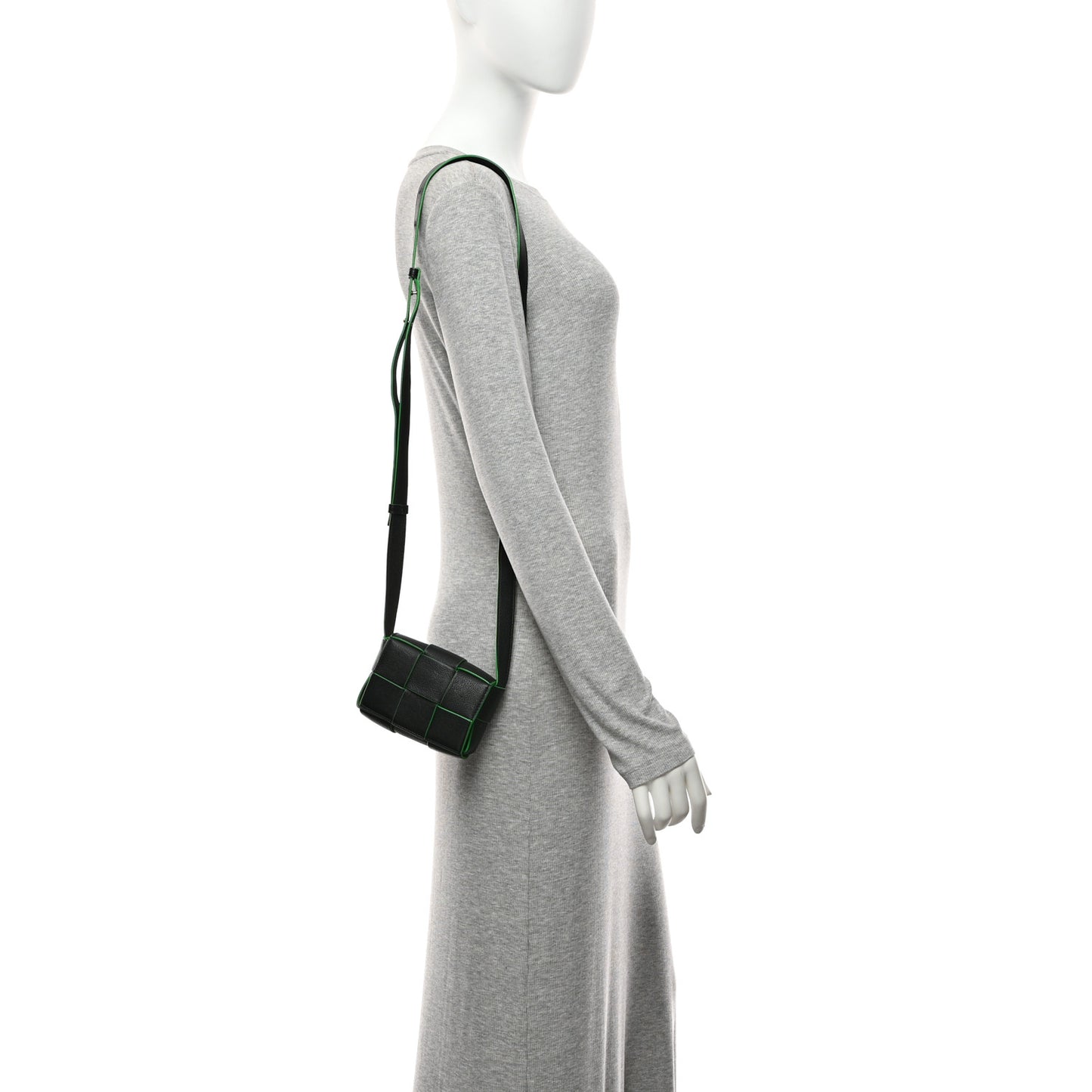 Lambskin Maxi Intreccio Candy Cassette Crossbody Bag Black Green
