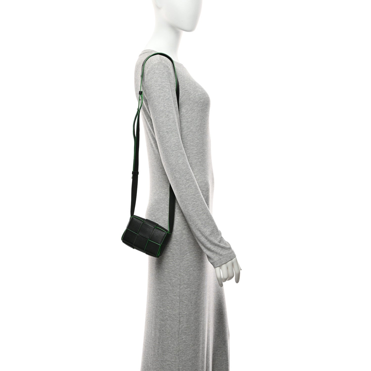 Bottega Veneta Lambskin Maxi Intreccio Candy Cassette Crossbody Bag Black Green 2 of 9