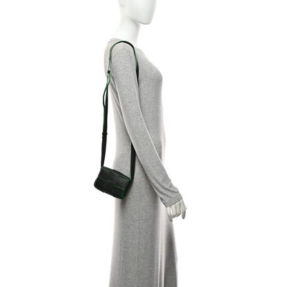 Bottega Veneta Lambskin Maxi Intreccio Candy Cassette Crossbody Bag Black Green 2 of 9