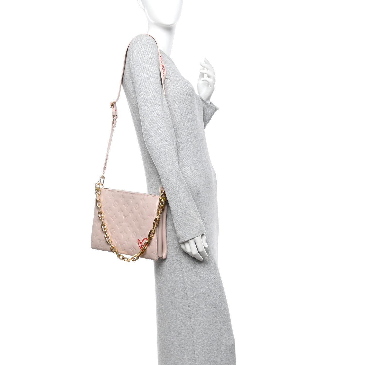 Louis Vuitton Lambskin Embossed Monogram Fall In Love Coussin PM Dragée Light Pink 2 of 14